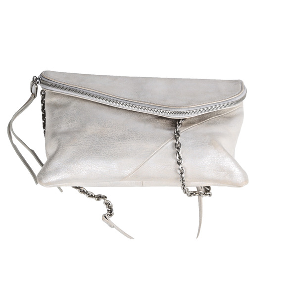 Hobo International Jessa Metallic Gray Leather Convertible Shoulder Bag Clutch - Picture 1 of 10